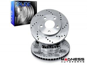 Jaguar XJ Brake Rotors (2) - Front - R1 Concepts - eLINE - Drilled - 3.0L